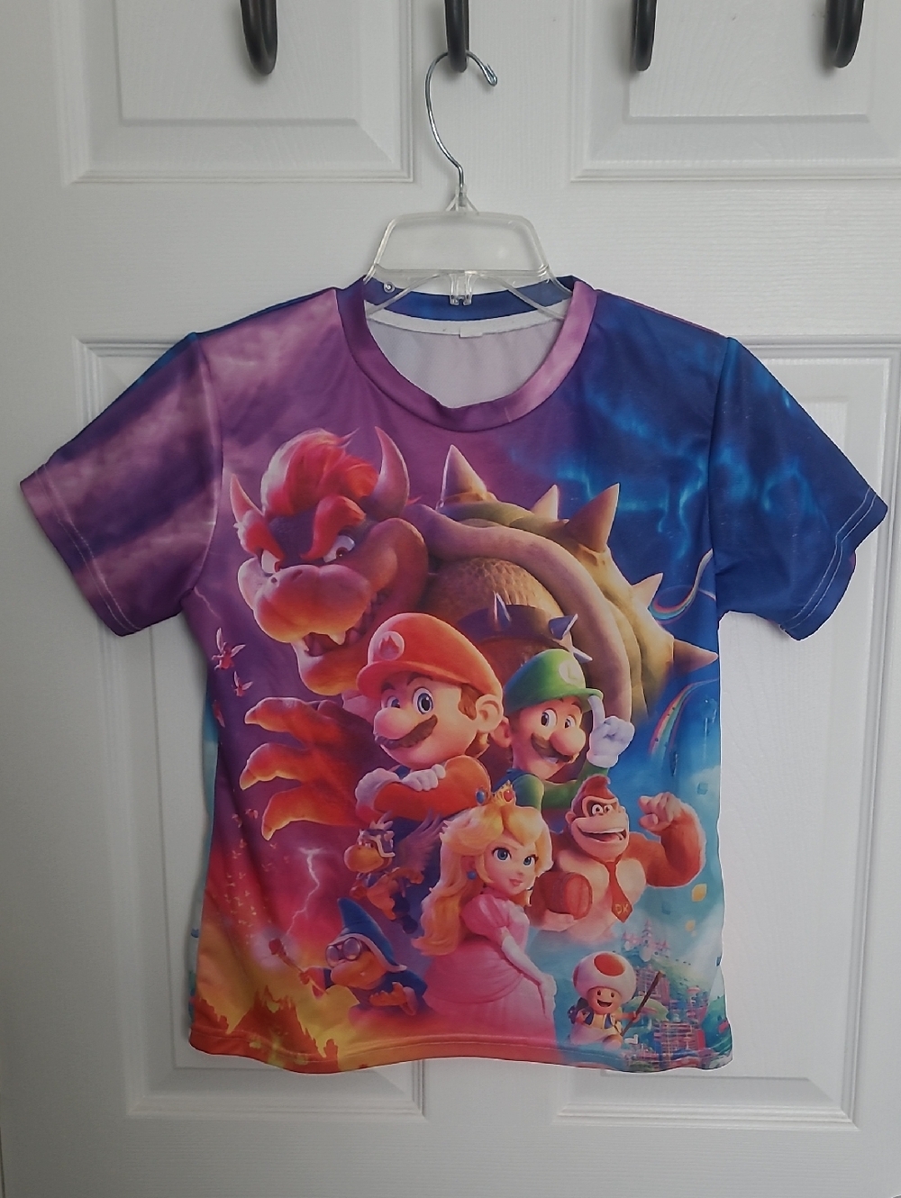 Super Mario Bros Youth Cartoon T-Shirt Crew Neck Short Sleeve Top Size M